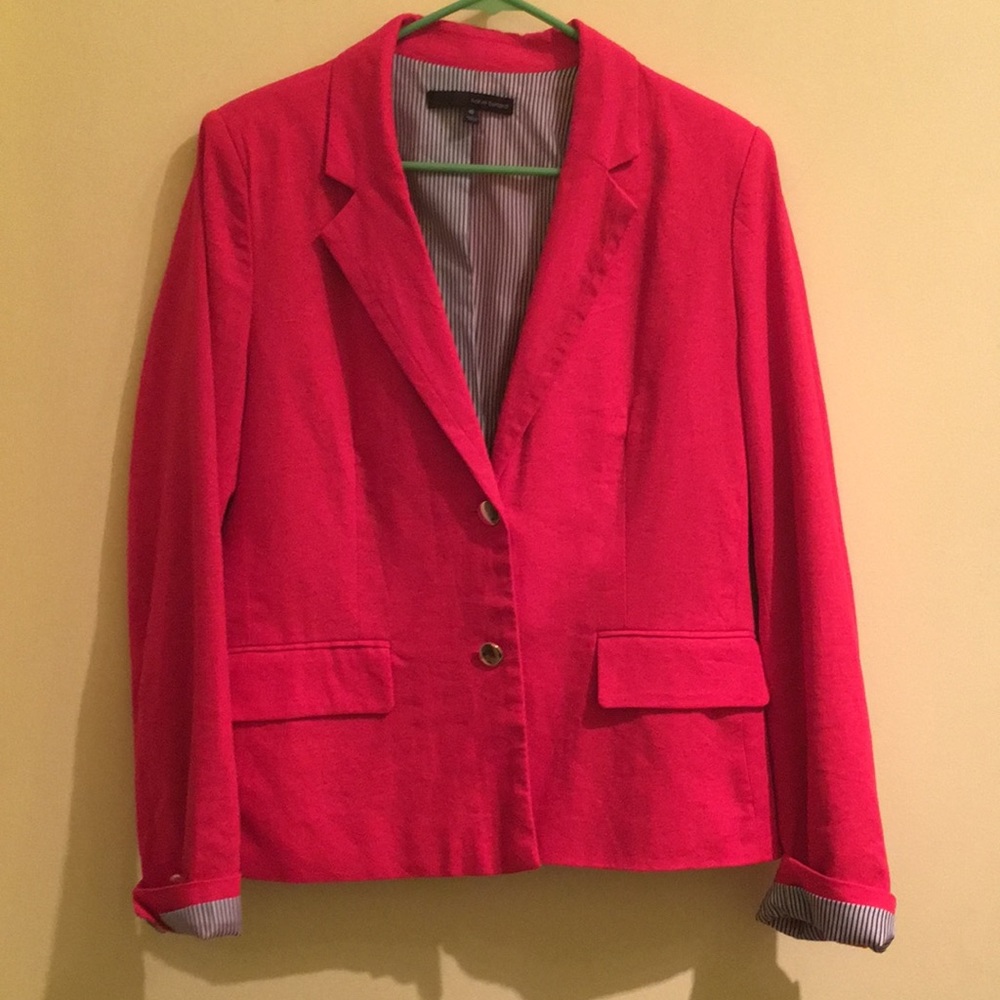 Red linen blazer Harve Benard size 10
